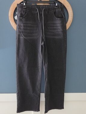Black Womans Drawstring Jeans. Sz Xlarge.